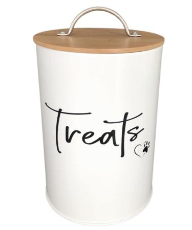 Simply Unleashed White Dog and Cat Treat Container with Bamboo Lid, 98 oz.