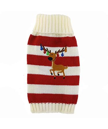 Petcare dog sweater christmas dog turtleneck sweater Christmas pattern knitwear warm pet sweater for dog puppies party Puppy gift for dog (red bell reindeer XL) red bell reindeer xl