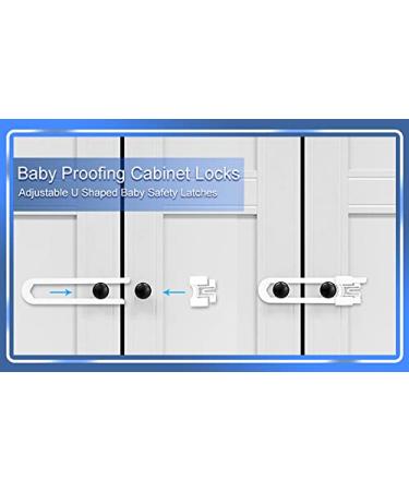 10 Pack Baby Sliding Cabinet Locks - Vmaisi U Shaped Child Safety Locks - Adjustable & Childproof Latches for Kitchen Bathroom Cupboards - White - Buy Online on GoSupps.com