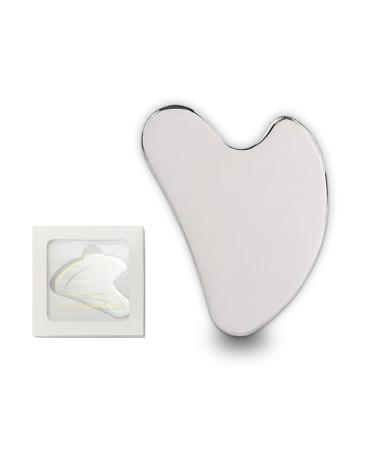 Bounabay Gua Sha stainless steel heart shape Gua Sha massage tool for slimmer face and contouring 8.5cm x 5.5cm