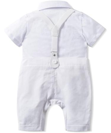 Baby Boy Gentleman Romper Suit | Christening Baptism Outfit with Hat | White 0-3 Months - Buy Online on GoSupps.com