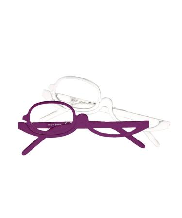 STOP TO SHOP! Magnifying Makeup Reading Glasses - 2 Pack Cosmetic Makeup Glasses - Flip Lens Eyewear White/Purple (2)