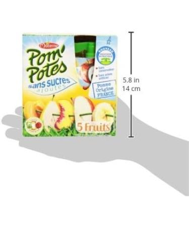 Materne Pom'Potes Gourds 5 Fruits Apple & Yellow Fruits without Added Sugar 4 x 90 g - 360 g - Pack of 6 - Buy Online on GoSupps.com