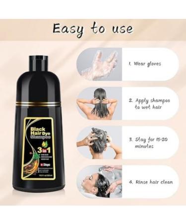 Natural Black Hair Dye Shampoo for Men & Women | No Ammonia Herbal Ingredients Grey Hair Coverage | 500ML - Buy Online on GoSupps.com