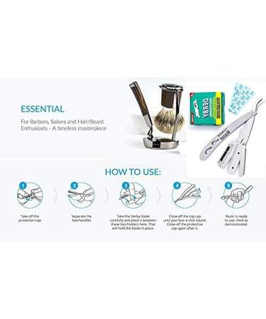 Professional Macs Stainless Steel Barber Straight Edge Safety Razor with Hi-Chromium Derby 100 Blades Made of Stainless Steel Easy To Use -053B1 - Buy Online on GoSupps.com