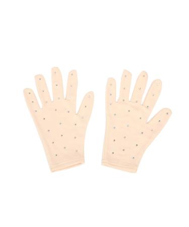 Kawehiop women's fashion figure skating wrist gloves breathable sunscreen feasts shallow washing crystal gloves fast drying m skin color