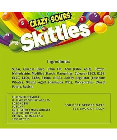 Skittles Crazy Sour Fruit Sweets 136G | Striking your tastebuds with sourness | Suitable for Vegetarians. - Buy Online on GoSupps.com