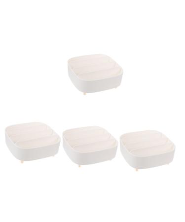 Housoutil 4pcs Box Makeup Storage Box Eyeshadow Cosmetics Organizer Countertop Organizer Split Type Bracket 20.6X20X8.6CMx4pcs Whitex4pcs