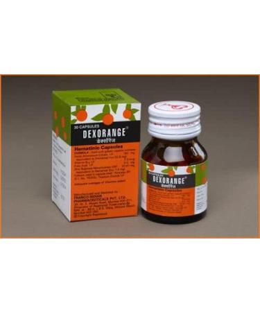 Dexorange 30 Capsules - Hematinic Supplement for Anemia, Weakness, Ulcer, Piles, and Peptic Relief - Buy Online on GoSupps.com