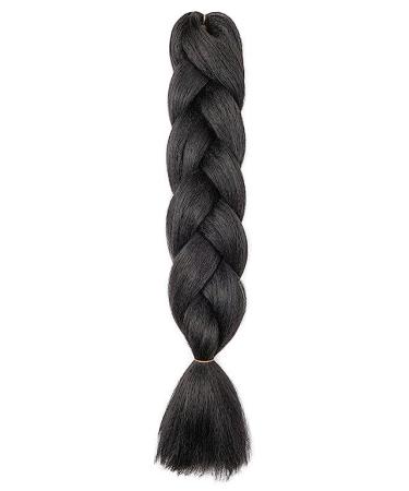 Just Another One 24in Hair Extensions for Jumbo Braiding Colorful Pre Stretched Braiding Hair Heat Resistant Yaki Synthetic African Box Braids Crochet Twist hair for Womens Girls & Unisex Black A1 Black 24