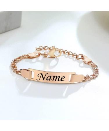Personalized Children's Gravure Bracelet | Custom Figaro ID Band for Birth Baptism & Birthday Gifts | Unique Name Bracelet for Young Girls - Buy Online on GoSupps.com