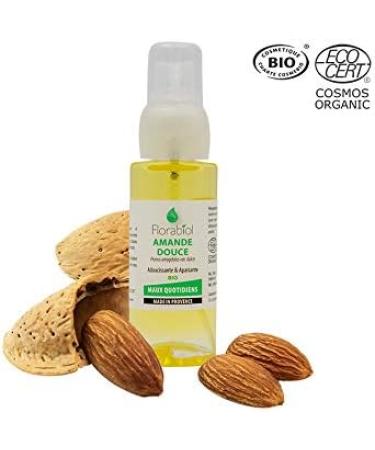 Florabiol - Organic Sweet Almond Vegetable Oil - 50 ml - Soothing and Nourishing - For Dry Skin and Hair - Calming and Soothing - 100% Pure and Natural - Made in France - Buy Online on GoSupps.com