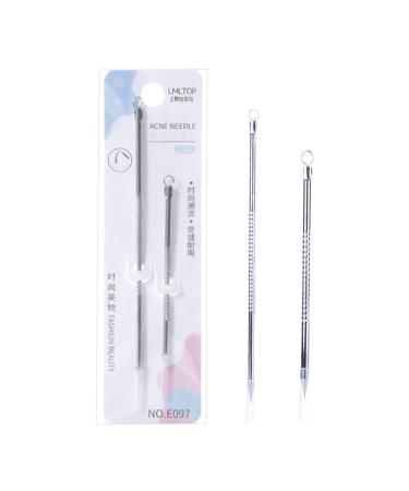 LHYILSWQ 2Pc Blackhead Remover Tool Set Stainless Pimples Comedone Extractor Removal Acne Removal Kit Silver