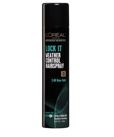 L'Oreal Advanced Hairstyle Lock It Weather Control Hair Spray Extra Strong Hold 8.25 oz (Pack of 2) Unscented 8.25 Ounce (Pack of 2)