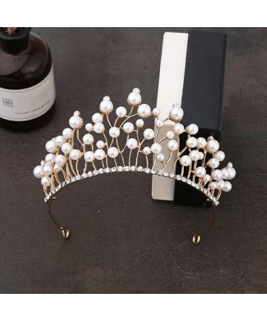 JORCEDI Pearl Rhinestone Tiaras & Crowns Headband - Princess Queen Headdress for Girls - Gold Crown for Wedding, Prom, Birthday - Buy Online on GoSupps.com
