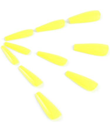 Brishow Coffin False Nails - Long Yellow Stick on Nails for Women and Girls - Buy Online on GoSupps.com