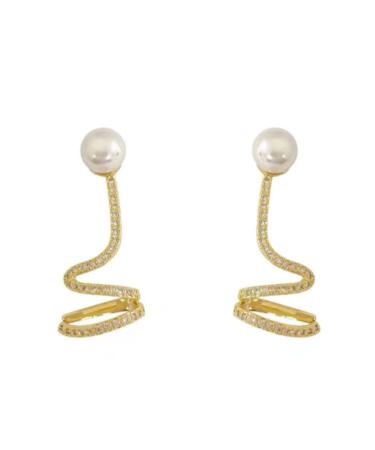 Malakey earrings for women snake shape earplugs women pearl ears ear bone clip long earrings pierced earrings earrings hypoallergenic gift for women (02)