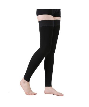 TOFLY  Thigh High Compression Stocking Footless for Women & Men  1 Pair  Opaque  Support Hose 15-20mmHg Graduated Compression with Silicone Band  Varicose Veins  Swelling  Edema  DVT Black XXL XX-Large 15-20mmhg Black