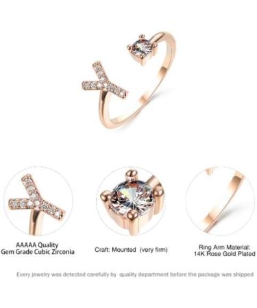 DNCG Ladies 26 English Letter Ring Simulated Diamond Ring Open Adjustable Rose Gold Ring - Buy Online on GoSupps.com