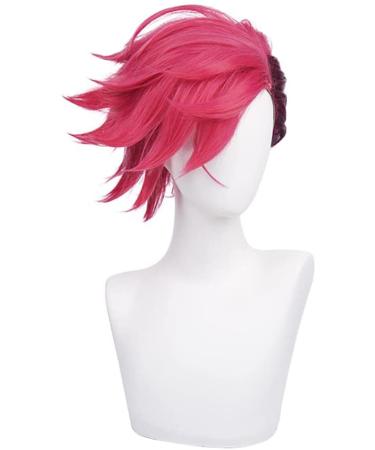 Spiky Magenta Cosplay Wig for Vi - League of Legends Arcane Rose Red Short Wig | Best Quality & Fast Shipping Worldwide - Buy Online on GoSupps.com