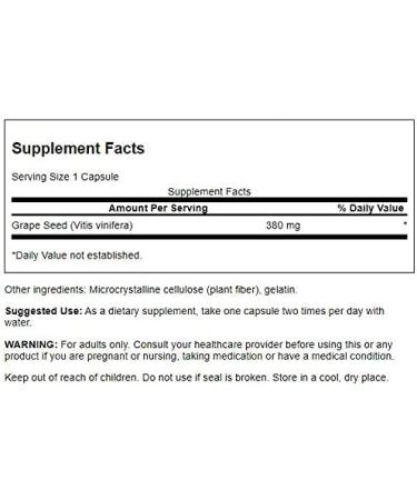 Swanson Grape Seed Antioxidant 380mg Capsules | Heart & Blood Pressure Support | Polyphenols & OPCS Herbal Supplement - Buy Online on GoSupps.com