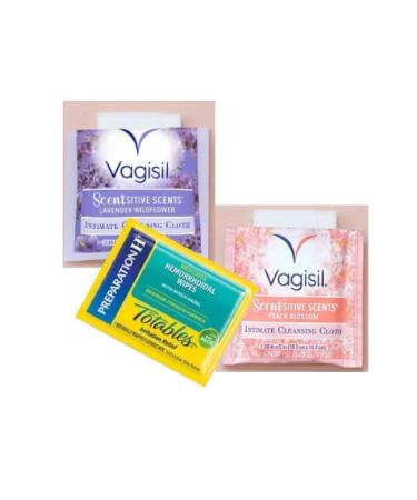 Women's intimate cleaning feminine wash wipes + King Combo QR code (Totables & Scented(pack of 9 individual wipes (3 each))