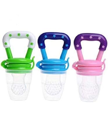 Baby Fruit Feeder Pacifier 3Pack-Fresh Food Feeder-Silicone Nipple Teething Toy-Silicone Pouches for Toddlers & Kids