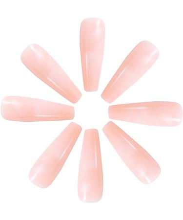 Coffin False Nails Long Nude Press On Acrylic Stick On Nails - 24pcs for Women and Girls - Buy Online on GoSupps.com