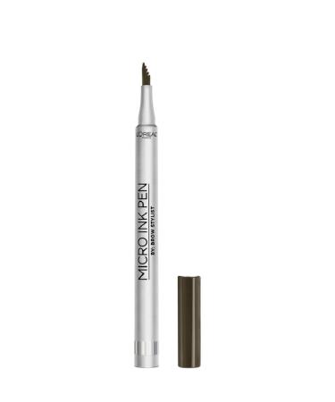 L'Oral Paris Micro Ink Pen by Brow Stylist, Longwear Brow Tint, Hair-Like Effect, Up to 48HR Wear, Precision Comb Tip, Dark Brunette, 0.033 fl oz. Dark Brunette 1 Count (Pack of 1)