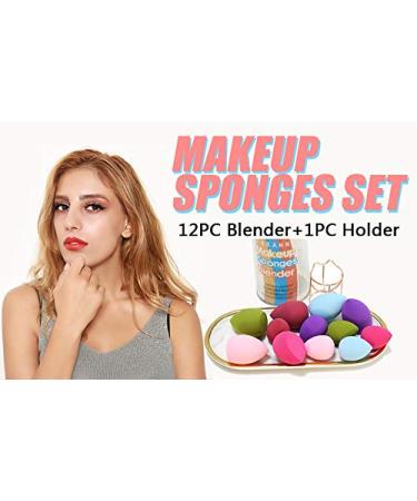 12pcs Makeup Sponge Blender Set with Holder - Flawless Beauty Blender for Liquid & Powder Foundation - Gift for Women - Buy Online on GoSupps.com