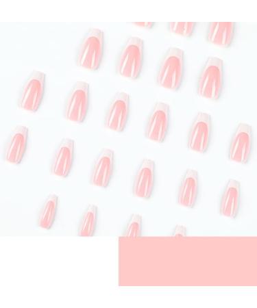 French Press on Nails with Nail Tips Minimalist white edged French pink fake nails press on nails Acrylic False Nails Cute Artificial Nails - Buy Online on GoSupps.com