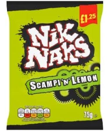 A pack of 3 Nik Naks Crisps Corn Snacks Flavor | Nik Naks Nice & Spicy| Nik Naks Rib & Saucy | Nik Naks Scampi & Lemon | 75g each - Buy Online on GoSupps.com