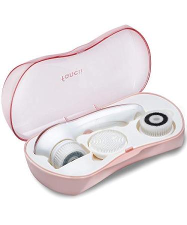 Fancii facial cleaning brush waterproof face brush with 3 exfoliating brush attachments - complete face spa system for gentle exfoliation and deep cleaning Cora 3 (ros gold) Blush