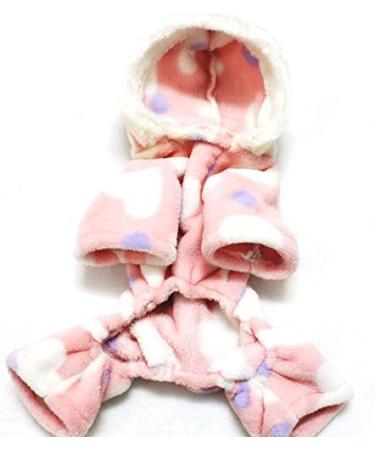 smalllee_lucky_store Small Dog Fleece Pajamas Pyjamas Pjs Dog Outfits Puppy Jumper Hoodie Jumpsuit Doggie Pullover Yorkie Chihuahua Clothes Heart Print Pink XL XL Heart - Buy Online on GoSupps.com