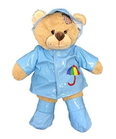 Blue Raincoat with Boots Teddy Bear Outfit (16")