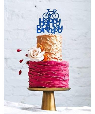 LissieLou Bicycle Style Happy Birthday Cake Topper Decoration in Dark Blue Made in the UK - Buy Online on GoSupps.com