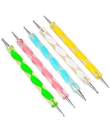 Hrhyme 5Pcs 2 Way Dotting Pen Tool Nail Art Tip Dot Paint Manicure Kit - Multicolor - Buy Online on GoSupps.com
