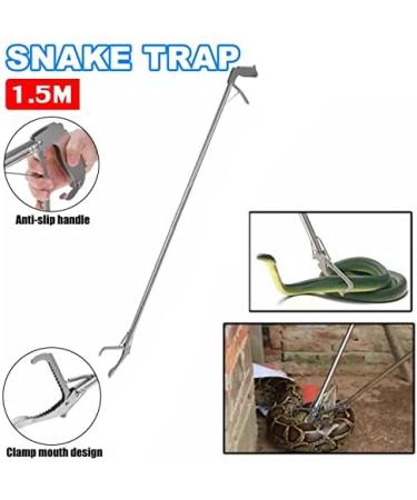 Snake Tongs 1.5 Meters Reptile Grabber Catcher Stainless Steel Serrated Wide Jaw Snake Reptile Catcher Folding Design - Buy Online on GoSupps.com