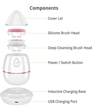 Sonic Vibrating Facial Cleansing Brush - 2 Brush Heads with 4 Modes IPX6 Waterproof Wireless Charging for Face Cleaning Exfoliating and Massaging Egg Shape White - Buy Online on GoSupps.com