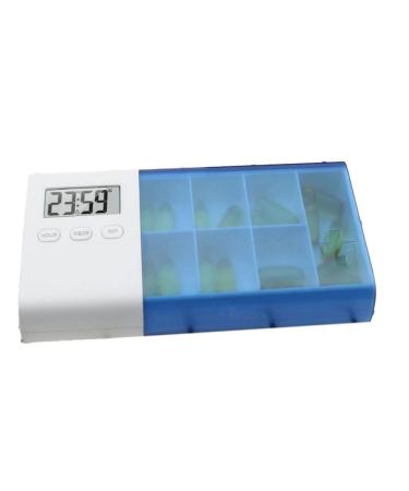 Durratou Medicine Storage Box Electronic Timing Reminder Medicine Boxes Alarm Timer Pills Organizer USB Automatic Pill Organizer (Blue)