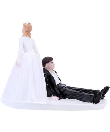 TOUFA Cake Topper Synthetic Resin Bride & Groom Wedding Cake Topper Romantic Wedding Party Decoration Adorable Figurine Craft Gift Black & White 4 - Buy Online on GoSupps.com