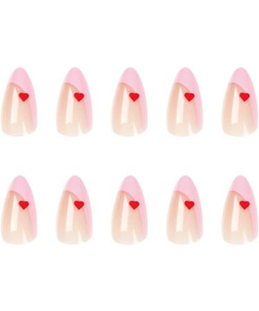 False Nails Short Full Cover French Red Heart Christmas Festival Press on Nails 24 Pieces Nail Art Tips for Nail Salons and Women DIY Nail Art - Buy Online on GoSupps.com