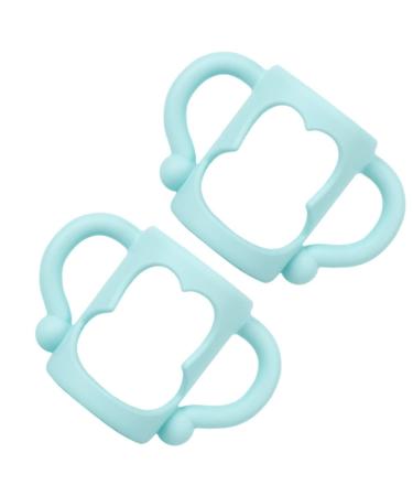 NUOBESTY Glass Water Bottle Sleeve 2Pcs Baby Bottle Handles Silicone Bottle Handles Standard Baby Bottles for Wide- Neck Baby Bottles (Blue) Baby Bottle Holder Grip