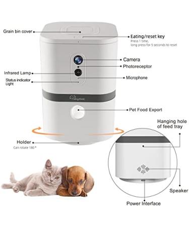 SKYMEE Petalk AI II Dog Camera Automatic Treat Dispenser 5G WiFi Full HD Pet Camera with 180 Pan Full-Room View Night Vision Two Way Audio for Dogs and Cats Compatible with Alexa (Support 5G WiFi) - Buy Online on GoSupps.com