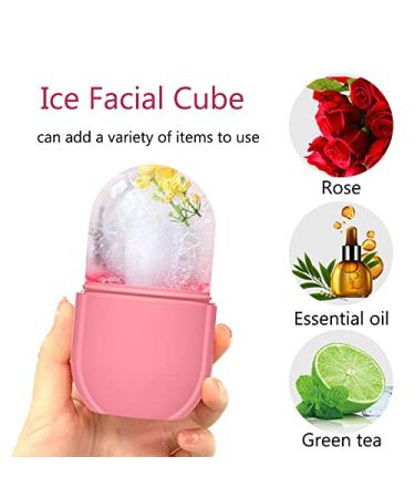 Facial Ice Roller & Gua Sha Set | Skin Care Tools for Face & Eyes with Silicone Ice Mold - Pink - Buy Online on GoSupps.com
