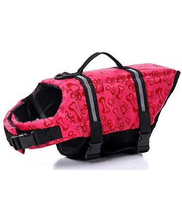Dog life jacket swimming safety coat swimming vest lifeguard with handle for small dog puppies large dog (red bone xxs) xxs red bones