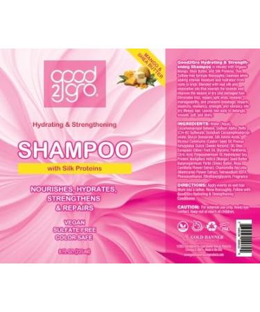 Gold Banner Beauty Good2Gro Hydrating Shampoo - Strengthening Silk Protein Formula 8oz | Vegan Cruelty-Free & Restorative Cleanser - Buy Online on GoSupps.com
