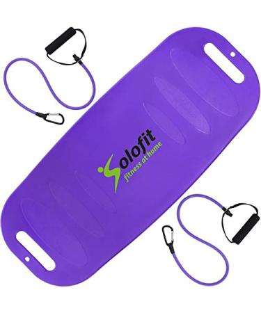 Solofit Balance Board with Resistance Bands - Fitness Board for Adults  The Abs Legs Core Workout Balancing Board - Ideal for Core Workout, Dancers, Ankle Workouts, Balancing Exercises, Purple No DVD