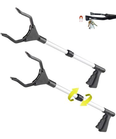 44" Grabber Reacher,  2 Pack  Long Trash Picker with 30" to 44" Mobility Aid Arm/Lightweight/Rotating Gripper/Litter Pick Up/Arm Extension Reacher for Garden Nabber Wheelchair and Disabled