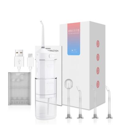 Cordless Water Flosser Mini Portable Oral Irrigator Telescopic Water Tank 4 Modes 4 Nozzles Unique Light IPX7 Waterproof Water Pick for Teeth Gums Braces Dental Care for Home Travel (White)
